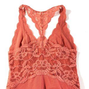Clo Racerback Chemise with Lace Size Small Coral